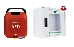 BSS - Primedic HeartSave Y + AED-Wandkasten Metall mit Alarm, Bundle